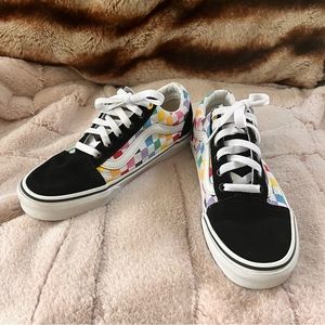 Vans Old Skool Rainbow Checkerboard Lace Skate Sneakers - Women’s 7.5